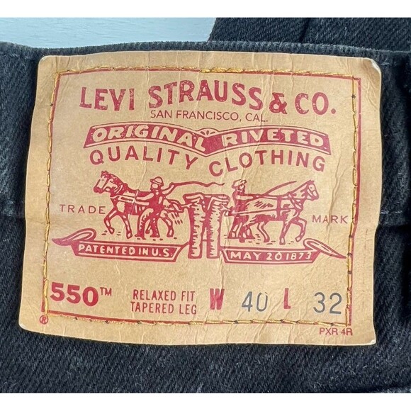 VTG 1994 Levis 550 Red Tab Black Made In USA Relaxed Fit Tapered Leg Mens 40x32 - Picture 5 of 12